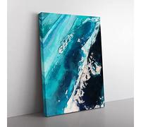 The Falling Blue In Abstract Modern Canvas Wall Art Print Ready to Hang, Framed Picture for Living Room Bedroom Home Office Décor, 76x50 cm (30x20 Inch)