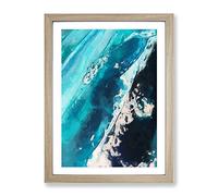 The Falling Blue In Abstract Modern Framed Print | A2 Oak Framed Wall Art | Ready to Hang | Abstract Fantasy Picture | Living Room Bedroom Lounge Office