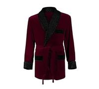 THE FAM STUDIO Men's Smoking Jacket, Burgundy, M