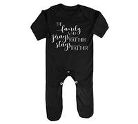 The Family who Prays Together Stays Together Religious Faith Quote [FHSVG] Baby Romper Jumpsuit with feet, 0-3 Months, Black
