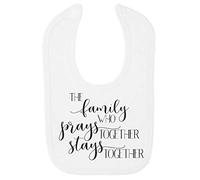 The Family who Prays Together Stays Together Religious Faith Quote [FHSVG] Cotton Baby bib - White