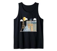 The Famous Buildings of Paris - The Eiffel Tower - Louvre Tank Top