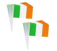 The Fancy Dress® 20Pcs Ireland Irish Patriot Hand Waving Handheld Flags With Plastic Stick (20 x 14cm), St. Patrick`s Day Party Fancy Dress Costume Accessory UK