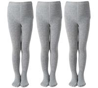 The Fancy Dress 3 Pack Girls Tights Cotton Rich Soft Plain Kids School Footed Black Tights For Girl’s Age 5-12 Years (UK, Age, 7 Years, 8 Years, Regular, Grey)