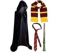The Fancy Dress Adult Halloween Vampire Cloak Cape Costume With Tie Magic Wand Scarf Set, Men Women Halloween Witch Devil Cosplay Accessories Party Fairytale Fancy Dress Outfit One Size