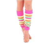 The Fancy Dress Angies Fashion Luxurious Ladies 80's Dance Plain Ribbed Leg Warmers Neon Leg warmers in Hot Pink 12 Colours (One Size, Rainbow)