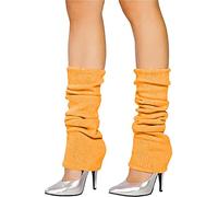 The Fancy Dress Angies Fashion Luxurious Ladies 80's Dance Plain Ribbed Leg Warmers Neon Leg warmers in Hot Pink 12 Colours (Orange)