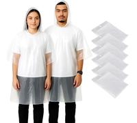 The Fancy Dress Clear Poncho Waterproof Adults - Unisex Mens Disposable Water Proof Rain Ponchos Family Pack For Hiking Cycling & Camping (6 Pack Clear)
