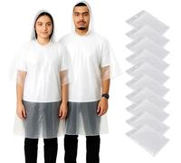 The Fancy Dress Clear Poncho Waterproof Adults - Unisex Mens Disposable Water Proof Rain Ponchos Family Pack For Hiking Cycling & Camping (10 Pack Clear)