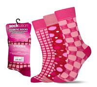The Fancy Dress Diabetic Socks for Womens - Pack of (3, 6, 12) Cute Pattern Ladies Diabetes Soft Top Sock Rich Cotton Socks For Swollen Feet And Ankles Size 4-8 UK (3, Geometric Mania)