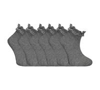 The Fancy Dress Girls Grey Frilly Lace Trim Ankle Trainer Liner Socks Kids Back to school Lace Trainer socks, 6 Pack, UK Size 9-12