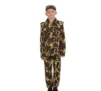 The Fancy Dress® Kids Army Dress Up Soldier Costume | Childrens Girls Boys Military Role Play Fancy Dress Camouflage Army Uniform For World Book Week 13 Years