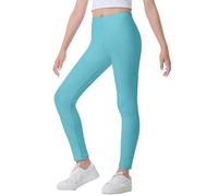 The Fancy Dress® Kids Girls Microfiber Legging Sports Fitness Gym & Workout Yoga Pants Girl's Footless Leggings (as8, Age, 9_Years, 10_Years, Regular, Turquoise)