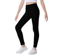 The Fancy Dress® Kids Girls Microfiber Legging Sports Fitness Gym & Workout Yoga Pants Girl's Footless Leggings (as8, Age, 5_Years, 6_Years, Regular, Black)