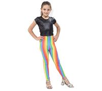 The Fancy Dress® Kids Girls Microfiber Legging Sports Fitness Gym & Workout Yoga Pants Girl's Footless Leggings (Rainbow, 7-8 Years)