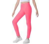 The Fancy Dress® Kids Girls Microfiber Legging Sports Fitness Gym & Workout Yoga Pants Girl's Footless Leggings (as8, Age, 7_Years, 8_Years, Regular, Pink)