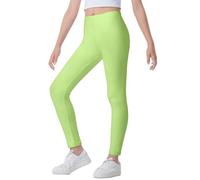 The Fancy Dress® Kids Girls Microfiber Legging Sports Fitness Gym & Workout Yoga Pants Girl's Footless Leggings (as8, Age, 9_Years, 10_Years, Regular, Yellow (Lemon))