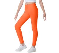 The Fancy Dress® Kids Girls Microfiber Legging Sports Fitness Gym & Workout Yoga Pants Girl's Footless Leggings (as8, Age, 11_Years, 12_Years, Regular, Orange)