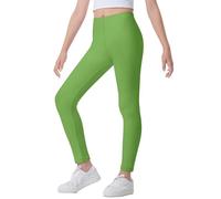 The Fancy Dress® Kids Girls Microfiber Legging Sports Fitness Gym & Workout Yoga Pants Girl's Footless Leggings (as8, Age, 9_Years, 10_Years, Regular, Green)
