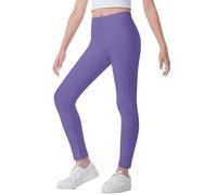 The Fancy Dress® Kids Girls Microfiber Legging Sports Fitness Gym & Workout Yoga Pants Girl's Footless Leggings (as8, Age, 9_Years, 10_Years, Regular, Purple)