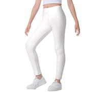 The Fancy Dress® Kids Girls Microfiber Legging Sports Fitness Gym & Workout Yoga Pants Girl's Footless Leggings (as8, Age, 11_Years, 12_Years, Regular, White)
