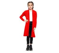 The Fancy Dress® Kids Girls Plain Maxi Cardigan Open Front Long Sleeve Casual Floaty Cardi Longline Boyfriend Winter Cardigans Top Red, 7-8