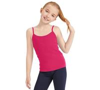 The Fancy Dress® Kids Girls Plain Red Cami Vest Cotton Rich Stretchy Training Dance Racer Back Tank Tops for Children Summer Outfit Age Pink, 11-12 Years'