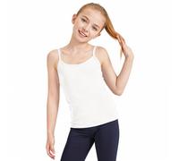 The Fancy Dress® Kids Girls Plain White Cami Vest Cotton Rich Stretchy Training Dance Racer Back Tank Tops for Children Summer Outfit Age White, -5-6 Years