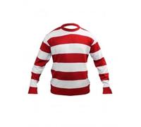 The Fancy Dress® Kids Unisex Stripe Knitted Jumper Long Sleeve Pullover Sweatshirt Top World Book Day Costumes for Boys Girls Ages 7-12 Years (Red & White, 11-12 Years)