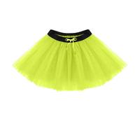 The Fancy Dress Ladies Neon 3 Layers Tutu Skirt, Women Casual 1980's Plain Fancy Dress Hen Party Club Fashion Halloween Christmas Short Skater Skirts, Yellow