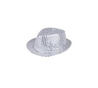 The Fancy Dress® Men Women Trilby Sequin Fedora HAT 1920'S Gangster HAT Dance Show Hiphop Fancy Dress Accessory (Silver)