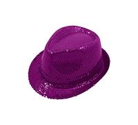 The Fancy Dress® Men Women Trilby Sequin Fedora HAT 1920'S Gangster HAT Dance Show Hiphop Fancy Dress Accessory (Purple)
