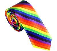 The Fancy Dress® Neck Tie Soft Satin Polyester For Formal Wear, Weddings, Prom, Celebration, Parties, Unisex Classic Design (Rainbow Pride Stripe)
