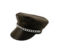 The Fancy Dress® New Adult Unisex Hats Bowler Trilby Gangster Santa Chef Pirate Cowboy Sailor Visor Rainbow Captain Hat Theme Party Accessory (Black Biker Hat)