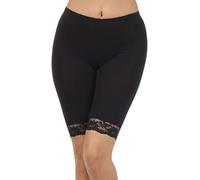 The Fancy Dress® New Ladies Black Lace Trim Cycling Shorts Viscose Gym Active Stretch Biker Short Half Length Plain Shorts