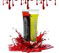 The Fancy Dress Red Fake Blood With Latex Liquid - Halloween Makeup Scary Face Body Blood Tube 30ml Horror Fancy Dress Vampire Zombie Makeup (1 Fake Blood, 1 Latex)