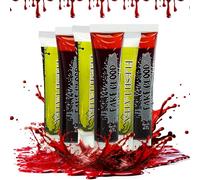 The Fancy Dress Red Fake Blood With Latex Liquid - Halloween Makeup Scary Face Body Blood Tube 30ml Horror Fancy Dress Vampire Zombie Makeup (3 Fake Blood, 3 Latex)