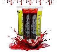 The Fancy Dress Red Fake Blood With Latex Liquid - Halloween Makeup Scary Face Body Blood Tube 30ml Horror Fancy Dress Vampire Zombie Makeup (2 Fake Blood, 2 Latex)