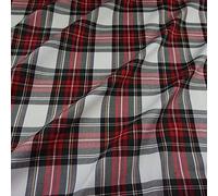 The Fancy Dress® Scottish Fashion Tartan Plaid Check Poly Viscose Wool, Craft & Dress | Decoration, Kilt, Skirt, Bridal | Qualiting Fabric Half Metre (Red White)