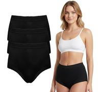 The Fancy Dress Woman's Briefs - 3 Pcs Ladies Cotton Rich Knickers Maxi Brief Underwear Every Day Cotton Stretch Girls Brief Panties, XXXOS, Black