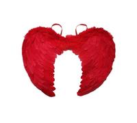 The Fancy Dress® Women Angel Fairy Wings And Halo - Dark Angel Halloween Party Costume - Adult Fairy Wings Red Headband & Red Angel Wings Fallen Angel (Red Feather Wings)