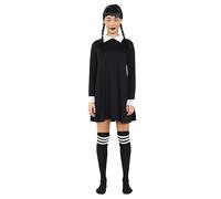 The Fancy Dress® Women's Collar Swing Dress Ladies Peter Pan Long Sleeves Plain Skater Dress for Halloween Outfits (Dress, XXL)