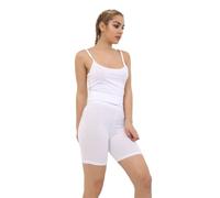 The Fancy Dress® Women's Cotton Cycling Shorts - Ladies Yoga Gym Workout Running Cycling Sports Shorts Stretchy 1/2 Length Over-Knee Legging (White, 12-14)