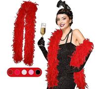 The Fancy Dress Womens Feather Boas - 60G Thick Hen Night Flapper Accessory For Wedding Christmas Concert UK (Red)