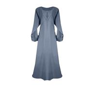 The Fancy Dress Women's Muslim Abayas Full Length Islamic Dresses - Ladies Praying Loose Satin Abaya for Women UK, Design 10 Grey