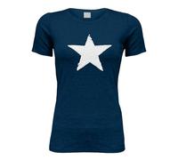The Fancy Dress Womens T Shirts Plain Short Sleeve Crew Neck Tee - Ladies Tops Casual Basic Cotton Star Navy T-Shirt for Women UK Size L