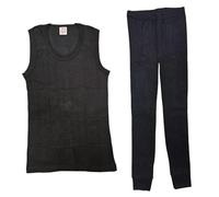 The Fancy Dress® Women's Thermal Underwear Set - Ladies Crew Neck Sleeveless Vest & Long John Bottom Pants Winter Outdoor Ski Workout Wear Thermal Base Layer (Black, 18-20)