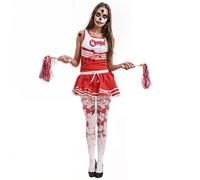 The Fancy Dress Womens Zombie Dead Cheerleader Costume - Halloween Scary Bloody Cheerleader Outfits For Dress Up Parties UK, One Size