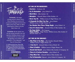 THE FANTASTICKS [1960 ORIGINAL OFF BROADWAY CAST] [REMASTER] NEW CD