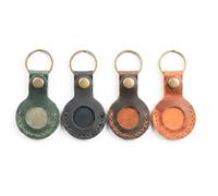 the faradaybag 4-Pack Timeless Palette Leather Keychain Set Compatible with Apple AirTag - Handmade Protector Case with Secure Snap (Green, Black, Brown, Tan)